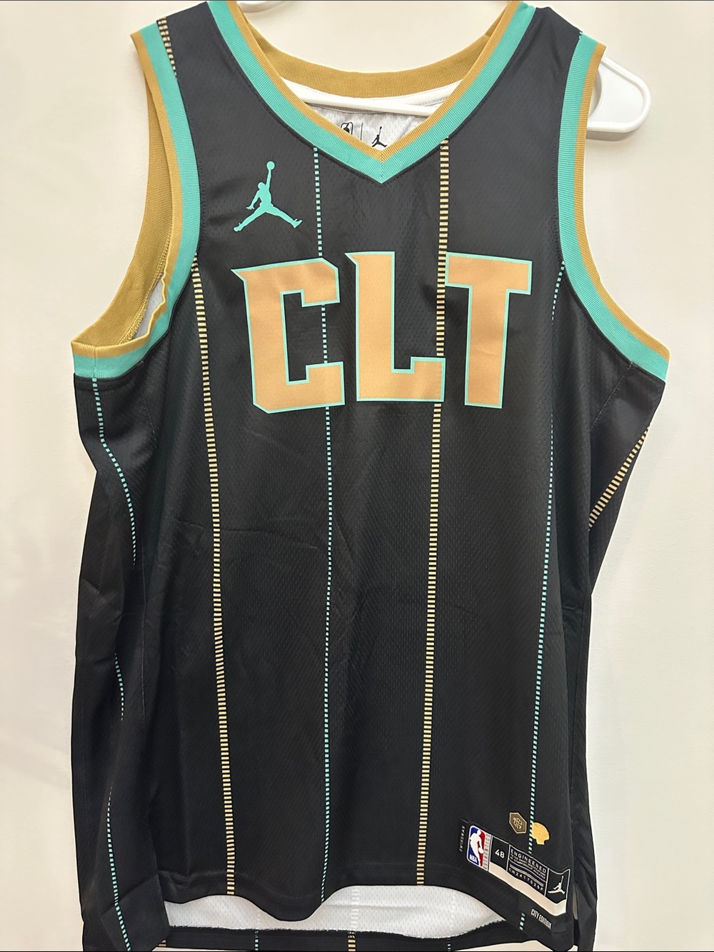 Jordan CLT Black Teal & Gold Basketball Jersey